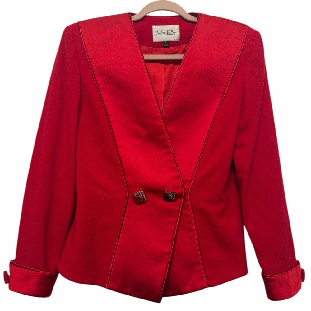 Nolan Miller Women’s Vintage Red Jacket Blazer 80s Long Sleeve Size 4